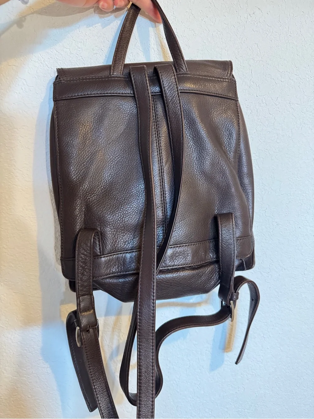 Vintage Tommy Hilfiger Brown Leather flap Backpack